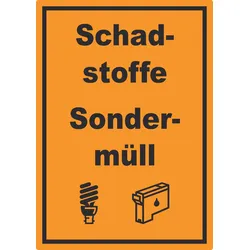 Schadstoffe Sondermüll Mülltrennung Aufkleber Text Symbol Lack Tinte A0 (841x1189mm)