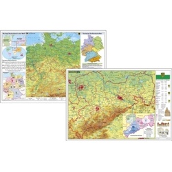 Deutschland physisch; Sachsen physisch, DUO-Schreibunterlage, Karte (im Sinne von Landkarte)