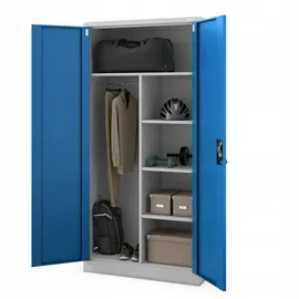Jan Nowak Mehrzweckschrank, Blau, Grau, Metall, 90x185x45 cm Arbeitszimmer, Aktenschränke
