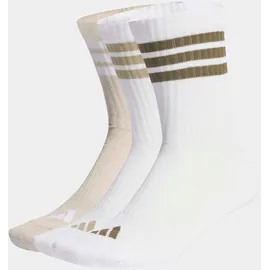 adidas 3-Streifen Dämpfende Sportswear Crew Socken 3 Paar Weiß/Beige/Olive Strata 43-45