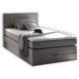 ED EXCITING DESIGN Boxspringbett HAWAII inkl. einem Bettkasten, grau - Bequemes Bett mit 7-Zonen-Federkern Matratze H2-H3 & Komfortschaum Topper