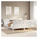 vidaXL Massivholzbett mit Regal ohne Matratze Weiß 180x200 cm Kiefer