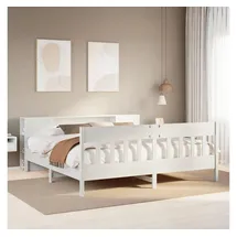 vidaXL Massivholzbett mit Regal ohne Matratze Weiß 180x200 cm Kiefer