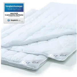 Aqua-Textil Bettdecke, Kopfkissen + Topper Soft Touch Mikrofaser 4 Jahr. Steppdecke Bettdecke 2er Set 140x200cm weiß