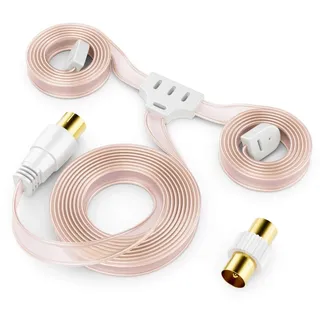 deleyCON 1 Stück FM AM UKW Radio Antenne Dipol Wurfantenne Zimmerantenne 75 Ohm Koax-Anschluss HiFi-Receiver Stereo-Anlage FM-Tuner Radioantenne