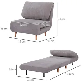 Homcom Schlafsofa Verstellbar im Cord-Optik 82 x 89 x 83 cm