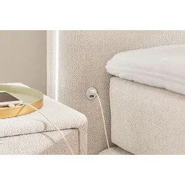 JOB Boxspringbett 180 x 200 cm Beige Webstoff LED-Beleuchtung und USB-Anschluss