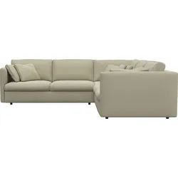 Ecksofa FLEXLUX "Lovane gleichschenklig, bequem und komfortabel", beige (sandy beige), B:296cm H:84cm T:296cm, 100% Polyester, Sofas, Weich & anschmiegsam, große Sitztiefe auf Kaltschaum, Dekokissen inkl.