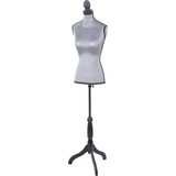 MCW Schneiderpuppe T221, Schaufensterpuppe Torso weiblich, Schaumstoff ~ Samt grau