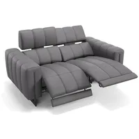 Sofanella 2-Sitzer Leder VENETO, Relaxsofa, Designsofa, Designer Couch, Italienisches Sofa, 2er Sofa grau