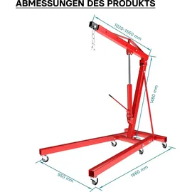 Wiltec Motorheber Stahl 2000 kg klappbar