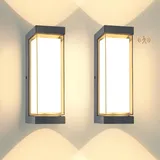 YindaLux 24W Aussenlampe mit bewegungsmelder LED, Anthrazit IP65 3000LM Wandleuchte Innen/Außen, 3000K Modern Außenleuchte mit bewegungsmelder, Aluminium Außenleuchte für Eingang, Flur, 2 Stück