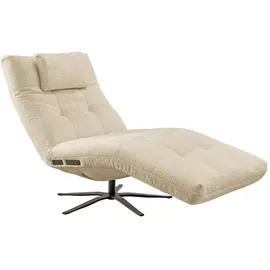 KAWOLA Relaxliege LETICIA Polyester 80 x 100 x 200 cm Beige mit Nackenkissen