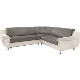 TRENDMANUFAKTUR Ecksofa "Rondo 3, zeitlos und modern, im Materialmix, L-Form", beige (beige, tan), B:267cm H:85cm T:247cm, Luxus-Microfaser ALCAZAR;Struktur fein;Kunstleder SOFTLUX / Struktur (77% Polyester; 23% Polyacryl), Sofas, Ecksofa, wahlweise Federkern für hohen 