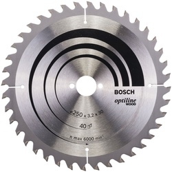 BOSCH Kreissägeblatt, Optiline Wood für Tischkreissägen 40Z – 250 x 30 x 3,2 mm