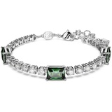 Swarovski Matrix Tennis Armband, Verschiedene Schliffe, Dreifache grüne Steine, Rhodiniert