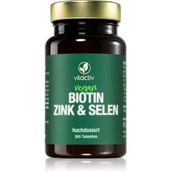 Vitactiv Biotin Zink & Selen Tabletten für schöne Haare, Haut und Nägel 365 TABL