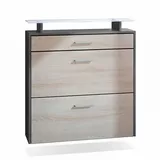 Vladon Malea 89 x 96 x 23 cm hängend mit Schublade und Glasablage braun matt