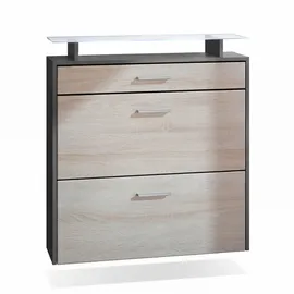 Vladon Malea 89 x 96 x 23 cm hängend mit Schublade und Glasablage braun matt