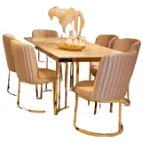 JVmoebel Esszimmerstuhl Esszimmer Stühle 6x Stuhl Garnitur Essgarnitur Essgruppe Möbel Lehn, Made in Europa beige