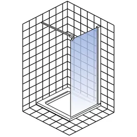 Schulte Toura Walk-In-Dusche links 120 x 200 cm schwarz Klarglas 8 mm