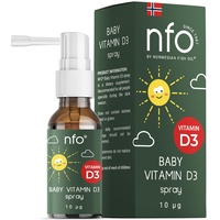 NFO BABY Vitamin D3 Spray 10 μg/400 IE [20 ml für 110 Tage/Sprühstöße] Natürlicher Vit-D-Komplex für Kinder 100% Vegan In seiner Cholecalciferol-Form ist es 30% wirksamer als D3 Stärkt das Immunsystem