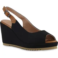 VAN HILL Damen Keilsandaletten in Schwarz