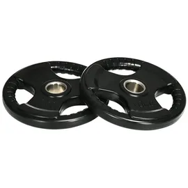 sportnow Hantelscheiben 2er-Set, Tri-Grip 2 x 10 KG gummierte Olympiascheiben bodenschonend 5 cm Bohrung, drei Griffen, für Gewichtheben, Krafttraining