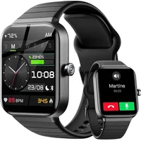 JUNG Fitpolo Smartwatch Damen & Herren Fitnessuhr, mit Bluetooth Smartwatch (4,69 cm/1,8 Zoll) mit Telefon Funktion, 100+ Trainingsmodi, mit Android - Schwarz