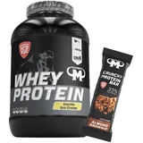 3kg Mammut Whey Protein Eiweißshake - Set inkl. Protein Shaker, Riegel, Powderbank oder Tasse (Vanilla Ice Cream, Mammut Protein Bar - Almond Brownie)