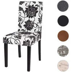 Esszimmerstuhl Littau, K√ochenstuhl Stuhl, Stoff/Textil ~ jacquard schwarz, dunkle Beine