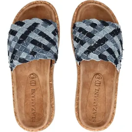LAZAMANI Pantoletten Leder - Blau 36