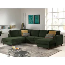 lisa design Jake - Wohnlandschaft - Mit Schlaffunktion Und Bettkasten - 7-sitzer - Aus Cord - Links - Grün