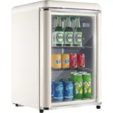 Merax Mini Kühlschrank mit Glastüre, Getränkekühlschrank mit Verstellbaren Ablagen, Kleiner 78 Liter, 43 dB, LED-Beleuchtung, Retro-Kühlschrank für Restaurant Bar Getränke Snacks Kosmetik, Beige