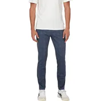 ONLY & SONS Herren Chino Hose ONSMARK Slim CHECK 9887 Slim Fit - Stretch, Größe:30W / 32L, Farbe:Dress Blues 22019887