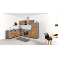 kochstation Winkelküche L-Form KS-Samos 280 cm braun