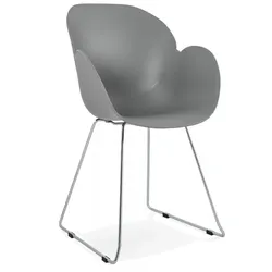 Armlehnen Stuhl Metall Kunststoff | Designerstuhl NEGO Ergonomischer Sitz | Grauer Esszimmerstuhl Modernes Design | Minimalistisch | Kadima Design