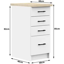 Akord Unterschrank AKORD OLIWIA modular S40 40 x 85 x 46 cm Weiß
