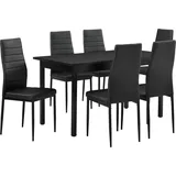 [en.casa] Esstisch Esszimmerset Essgruppe Bjerkvik (Set, 7-tlg) 140x60 cm Schwarz