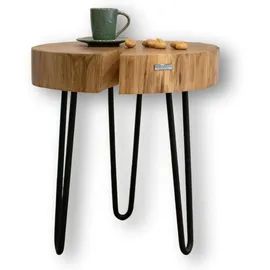 holz4home Couchtisch aus einer Baumscheibe Beige Eiche 36 x 41 cm