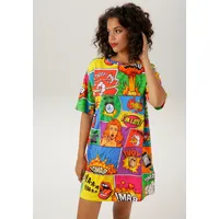 Aniston CASUAL Minikleid Comic-Druck Blau/Grün/Gelb/Rot/Schwarz 38