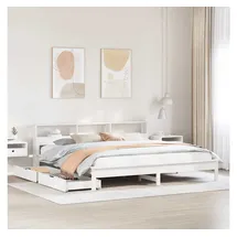 vidaXL Massivholzbett Mit Regal Ohne Matratze Weiß 180x200 Cm Kiefer Vidaxl