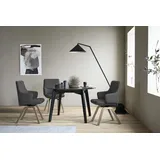 Polsterstuhl STRESSLESS "Laurel", grau (rock paloma, eiche natur), B:58cm H:92cm T:59cm, Leder PALOMA: PALOMA ist ein durchgefärbtes Semianilin-Möbelleder mit natürlicher Narbung., Stühle, Polsterstuhl, Low Back mit Armlehne, Größe L, mit schräggestellten Beinen in Eiche