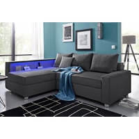 COLLECTION AB Ecksofa Relax, inklusive Bettfunktion, wahlweise mit RGB-LED-Beleuchtung grau
