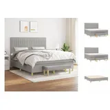 vidaXL Boxspringbett mit Matratze Hellgrau 160x200 cm Stoff