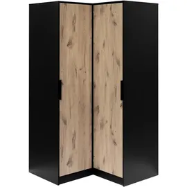 beautysofa Eckschrank Livo 108,5 x 200 x 106,5 cm Schwarz/Eiche