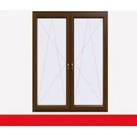 2-flüglige Balkontür Kunststoff Pfosten Nussbaum beiseitig