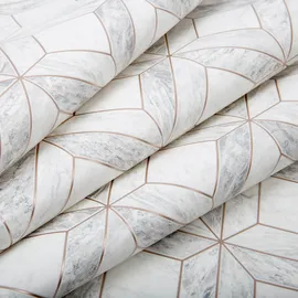 CONTOUR Vliestapete Marble Marquetry 10,05 x 0,52 m 10 m2 Grau/Weiß/Roségold