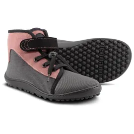 Leguano Barfußschuh LEGUANO "LEGUANITO SCIPPO", Jungen, Gr. 33, rosa (dunkelgrau, rosa), Textil, Schuhe Barfußschuh, Schnürschuh, Klettschuh, Bequemschuh, für Maschinenwäsche geeignet