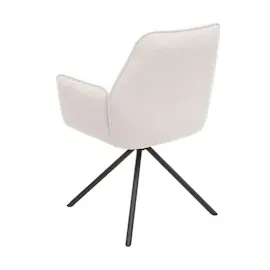 Mendler Esszimmerstuhl HWC-G67, Küchenstuhl Stuhl mit Armlehne, drehbar Auto-Position, Samt MVG ~ creme-beige, Beine schwarz